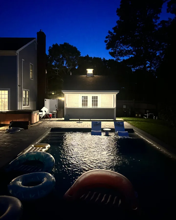 Pool lit up for an evening swim